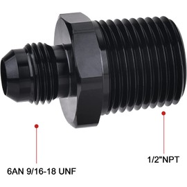 SYKRSS Straight 6AN Male Flare to 1/2" NPT Pipe Adapter Fitting Aluminum