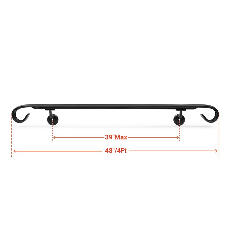 Vezek 4 Ft Wrought Iron handrail Stair Rail Grab Bar