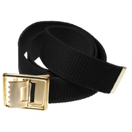 Jackster USMC/Marine Corps Belt Military Grade Cotton Webbing Belt with Solid Brass Military Belt Buckle, Adjustable (Black)