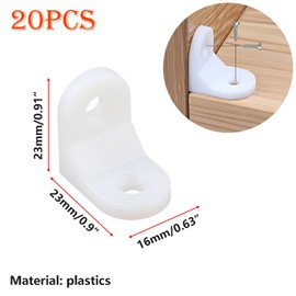 Ctyjia Pack of 20 Plastic Corner Braces, L-shaped Bracket with Screws, Right Angle Support for Fixing, Repairing