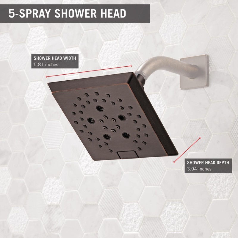 Delta 52664-RB H2Okinetic 5-Setting Raincan Shower head, Venetian Bronze