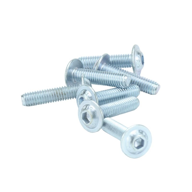 M6 x 20mm Socket Flanged Button Screws - Bright Zinc