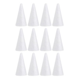 SEWACC 12pcs Foam Cones for DIY Arts Crafts Projects Cone Craft Floral Foam Tree Cone Craft Supplies Xmas Party Decor Mini Christmas Tree Ornament White Sterling Silver Hat Child
