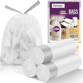 2.6-Gallon Trash Bags Heavy Duty - Heihaily Drawstring Kitchen Garbage Bags for Office/Bathroom, Leak-Proof Design, Odor Control Technology, Small Plastic Bags Clear(60 Count)