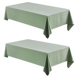 Veblandy 2 Pack Rectangle Tablecloth, 52x70 inch, Water Resistant Wrinkle Free Linen Textured Table Cloth Washable, Decorative Fabric Table Cover for Dining, Party and Camping, Sage Green