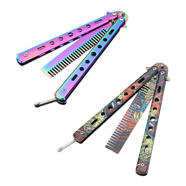 2 Pieces Stainless Steel Folding Combs Creative Design Combs Hair