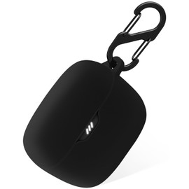 Geiomoo Silicone Case for JBL Tune Buds, Protective Cover with Carabiner (Black)