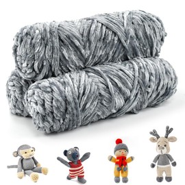 DTYGUIXE 3 Rolle Chenille Garn, 3mm Häkelgarn, Flauschige Weich Chenille Wolle, Samt Velvet Plüschwolle, Hellgrau Strickgarn zur Herstellung einer Vielzahl von Artikeln wie Decken, Schals, Pullover