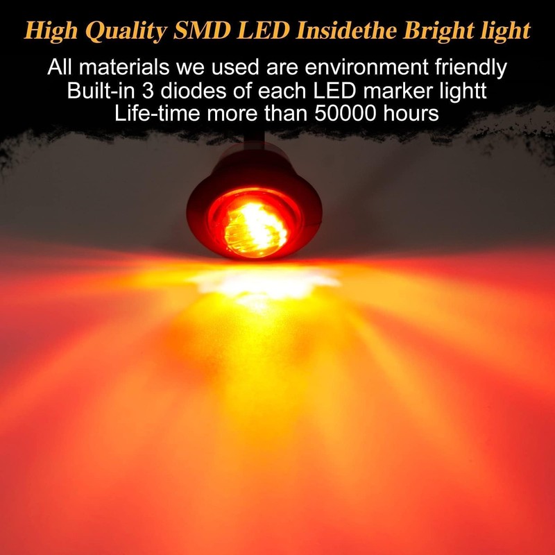 ALFU 20pcs (10pcs Amber + 10pcs Red) 3/4" Round LED