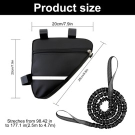 FLOWERUN Bicycle Pull Rope for Children, Elastic Tow Rope for Bicycle with Bag, Stretchy from 2.5 to 4.7 m, Nylon Tow Line for MTB Trekking Family Trip (Black)