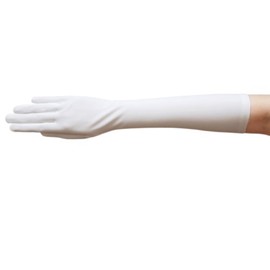 ZaZa Bridal 15.5" Long Stretch Dull Matte Satin Gloves No Shine, Elegant Look-White