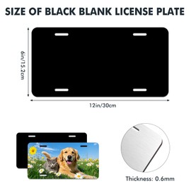 100 Pack Black Aluminum License Plate Blanks – 6x12 Inch Metal Tags for Laser Engraving, Vinyl, UV Printing, Bulk Custom Design Plates - 0.025 Thickness/0.65mm