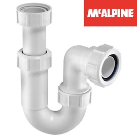 McAlpine ASA10 11/4 inch x 75mm Water Seal Adjustable Inlet Tubular Swivel 'P' Trap with Multifit Outlet, White