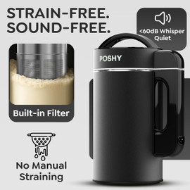 Poshy Nut Milk Maker Machine – 50 oz Capacity with Ultra Filtration, Homemade Plant-Based Almond, Oat, Cashew, Soy Milk Maker, Quiet Stainless Steel, Measuring Cup, Water Pan, Brush