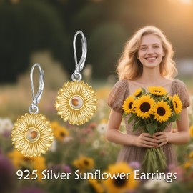 AOBOCO Mustard Seed Earrings for Women 925 Sterling Silver Sunflower Earrings Religious Christain Jewelry Birthday Gifts for Mom Friends