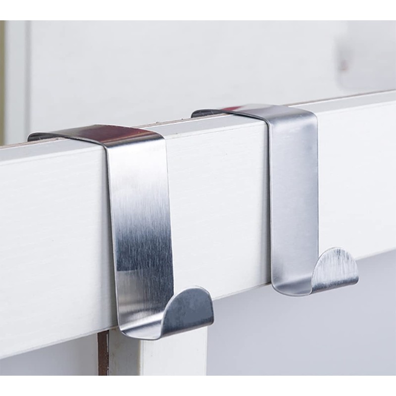XHNFCU Pack of 10 Universal Stainless Steel Door Hooks, Reversible