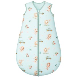 Yukkidds Baby Sleeping Bag 2.5 Tog 18-24 Months Newborn Sleeping Bag 100% Cotton Sleep Sack for Winter Warm and Comfortable Green Lion