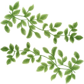 OIIKI 1 Pairs 3D Lace Forest Leaves Vine Patches Decoration, Green Sewing Embroidery Leaf Pattern Appliques, Bohemian Shoulder Collar Embellishment Costume Crafts Trims -2PCS