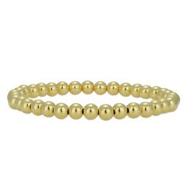 Anela 14kt Gold Filled Bracelet, 5mm Beads, Stretch and Stackable, Hand Made in USA (8.0)