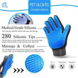 SSRIVER Pet Grooming Glove - Gentle Hair Removal and Efficient Massage for Dogs, Cats and Horses - Pet Mitt with Brushes for Short and Long Fur (1 Right Hand)