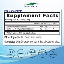 Eidon Supplement Liquid Concentrate - Contains Ionic Silica and Sulfur, Support Drops for Stronger Hair, Skin, and Nails, Bioavailable, No Additives or Preservatives - 2 oz