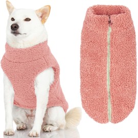 Gooby Sherpa Vest Dog Sweater - Mauve Pink, Medium - Warm Fuzzy Fleece Step in Dog Jacket Without Ring Leash - Winter Small Dog Sweater - Dog Sweaters for Small Dogs and Medium Dogs for Everyday Use