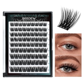 SEEDEW 81 Pieces Lash Clusters, No Glue Needed DIY Lashes at Home, Super Visible Thick Volume, for Heavy Makeup, Cosplay, Dramatic Occasion, Large-Scale Performance(Volume-C Curl-MIX10-16mm-Black)