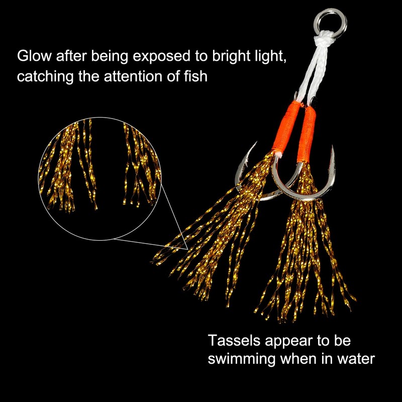 PATIKIL Double Fishing Assist Hooks Kit, 20 Pcs Glow Jigging