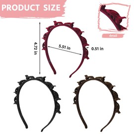 Braided Headband with Clips for Women Girls Bangs Clip Headbands for Thick Thin Hair Briading Tools for Women's Hair Fashion Toothed Black Headband for Women Hairstyle Hairpin Brown Red Head band 3Pcs
