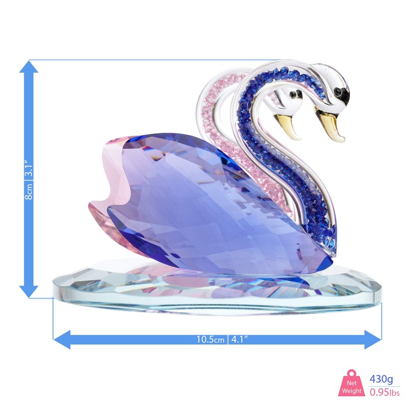 London Boutique Crystal Swan Wedding Pink Blue Figurine Ornaments for