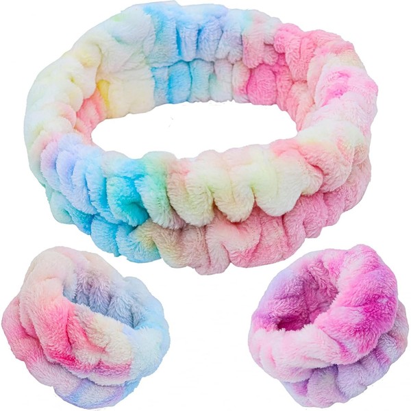 Spa Headband for Washing Face and Matching Wristbands, Teen Girls