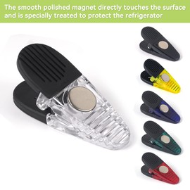 3-1/4" Length Plastic Refrigerator Magnet Clips Sets，Magnet Paper Clips, Snacks Bag Clips，Multipurpose Clips - Set of 6 (Clear)