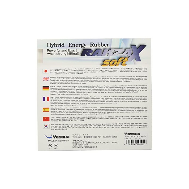 Yasaka Rakza X Soft Table Tennis Rubber (Max, Red)