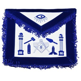 Fringed Master Mason Working Tools Masonic Apron - [Blue & White]