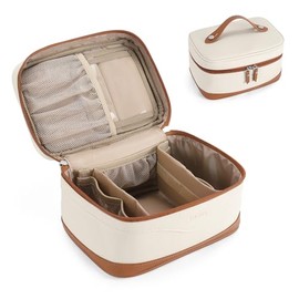 Telena Bolsa Grande de Maquillaje, Bolsa de Artículos de Aseo de Viaje para Mujeres, Estuche Organizador de Maquillaje de Cuero Vegano Bolsa Cosmética