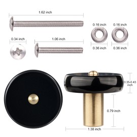 Nupuyai 2pcs Obsidian Crystal Drawer Knobs with Screws, Round Healing Stone Decorative Cabinet Pulls Handle for Dresser Home Office