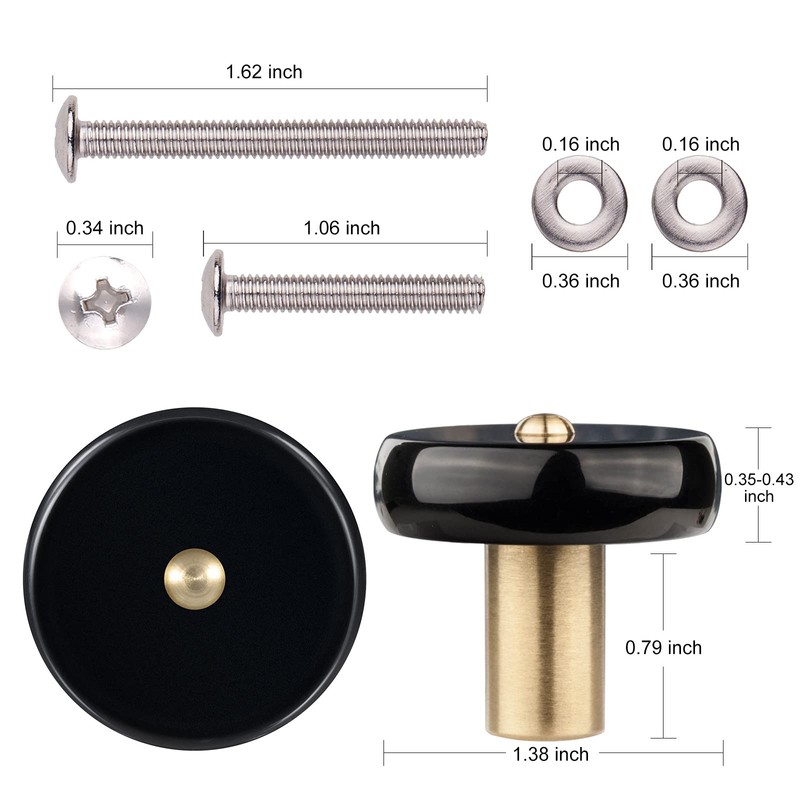 Nupuyai 2pcs Obsidian Crystal Drawer Knobs with Screws, Round Healing