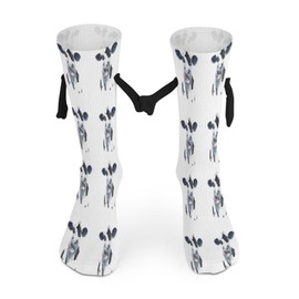 1 Pair Soft Socks Black Holding Hands, Compression Knee High Stockings Long Athletic Circulation 16x3.9 in Print Watercolor Cow Head Portrait Black and White Farm Animal