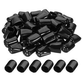 PATIKIL 18mm/0.71" Rubber End Caps, 44 Pcs Screw Caps Covers Flexible Blot Protector PVC for Screw Bolt Ends Tube Thread Caps, Black