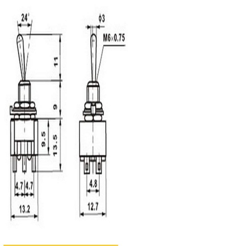 Taiss / 10 pieces blue mini toggle switch AC 125