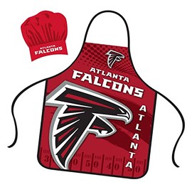 Mojo Licensing Atlanta Falcons Apron Chef Hat Set Full Color Universal Size Tie Back Grilling Tailgate BBQ Cooking Host