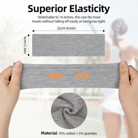 Flintronic 8 Pack Sports Headband, Soft Fashion Elastic Hair Bands for Women Men, Non-slip Head Sweat Bands Bandana, for Sports, Yoga, Running, Multicolour