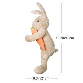 Easter Bunny Tree Topper Decorations,Spring Plush Rabbit Hugged Carrot for Tree Basket Stuffers Holiday Home Party Supplies Decor Gray