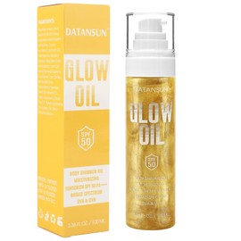 Sunscreen Body Glow Oil【SPF 50】【Lightweight】【Natural Ingredient】Shimmer Broad Spectrum Shimmer Sunscreen For Face and Body, AMBER