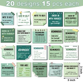 Motipuns 300 Pcs Mental Health Stickers Reminder Decals Laptop Water Bottle Positive Waterproof Stickers Psychology Affirmations Feelings Mental Health Decor for Adult(Green Series)