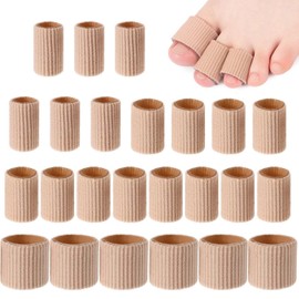 24 PCS Toe Tubes, 0.98 Inches Cushion Tube, Corn Pads for Toes, Sleeves Soft Gel Protectors for Cushions, Corns, Blisters, Calluses (3 Size)