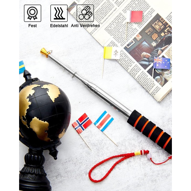 TPZORJX Telescopic Flag Pole, 2 m Telescopic Flagpole, Handheld Flagpole