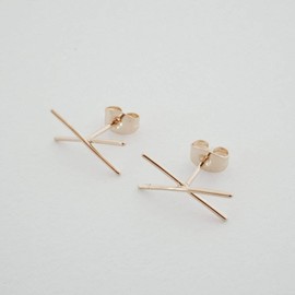 HONEYCAT X Bar Crawler Studs in Gold, Rose Gold, or Silver | Minimalist, Delicate Jewelry (Rose Gold)