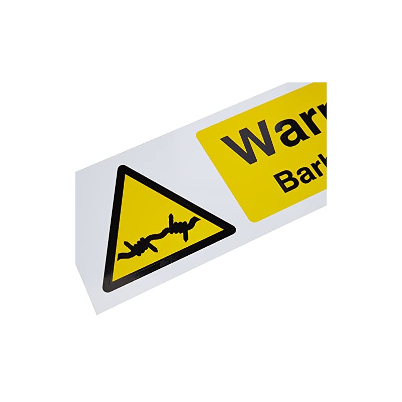 Caledonia Signs 11720G Warning Barbed Wire Sign, Rigid Plastic, G: