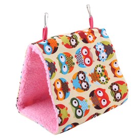 Hammock, Bird Nest Bird Bed Plush Snuggle Bird Hammock Pet Toy Pouch Cotton Bed Warm Soft Plush Hammock Bird Hanging Hammock (Owl)